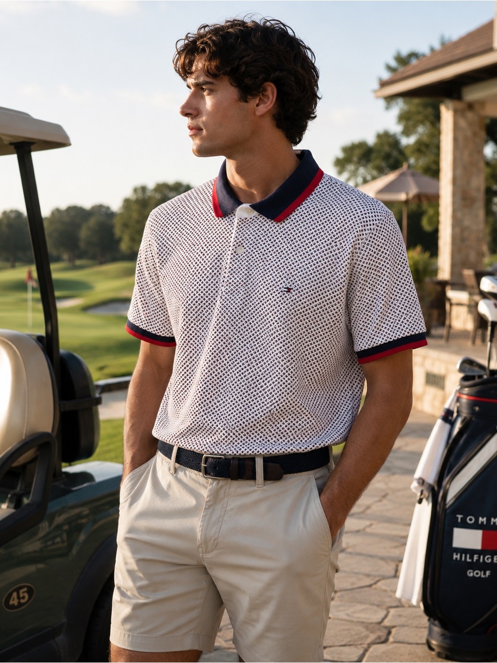 Tommy Hilfiger White Polo with Navy and Red Trim